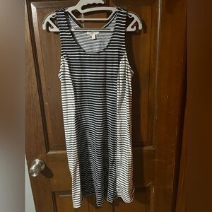love, Fire Navy and White Striped Midi Dress